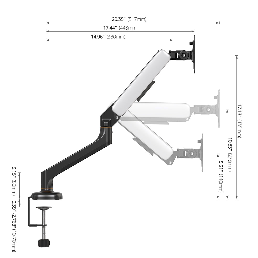 (X12N)BEWISER Laptop Arm Desk Mount with Gas Spring for 12-17 Inch Laptop，Adjustable Computer Notebook Mount Desk Stand，2-in-1 Monitor Arm for 13-32 Inch Monitor