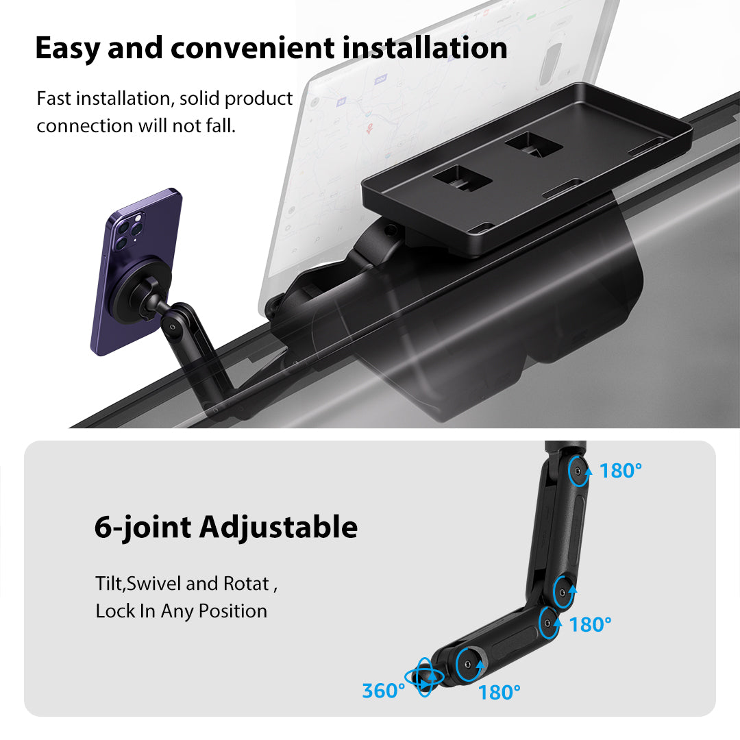 Tesla Phone Stand O - Strong Magnetic Phone Stand, Spacious Center Console Storage, Under Screen Box, Behind Screen Tray, Tissue Holder - Specifically Designed for Tesla Model 3/Y Owners（LD-TS2)）