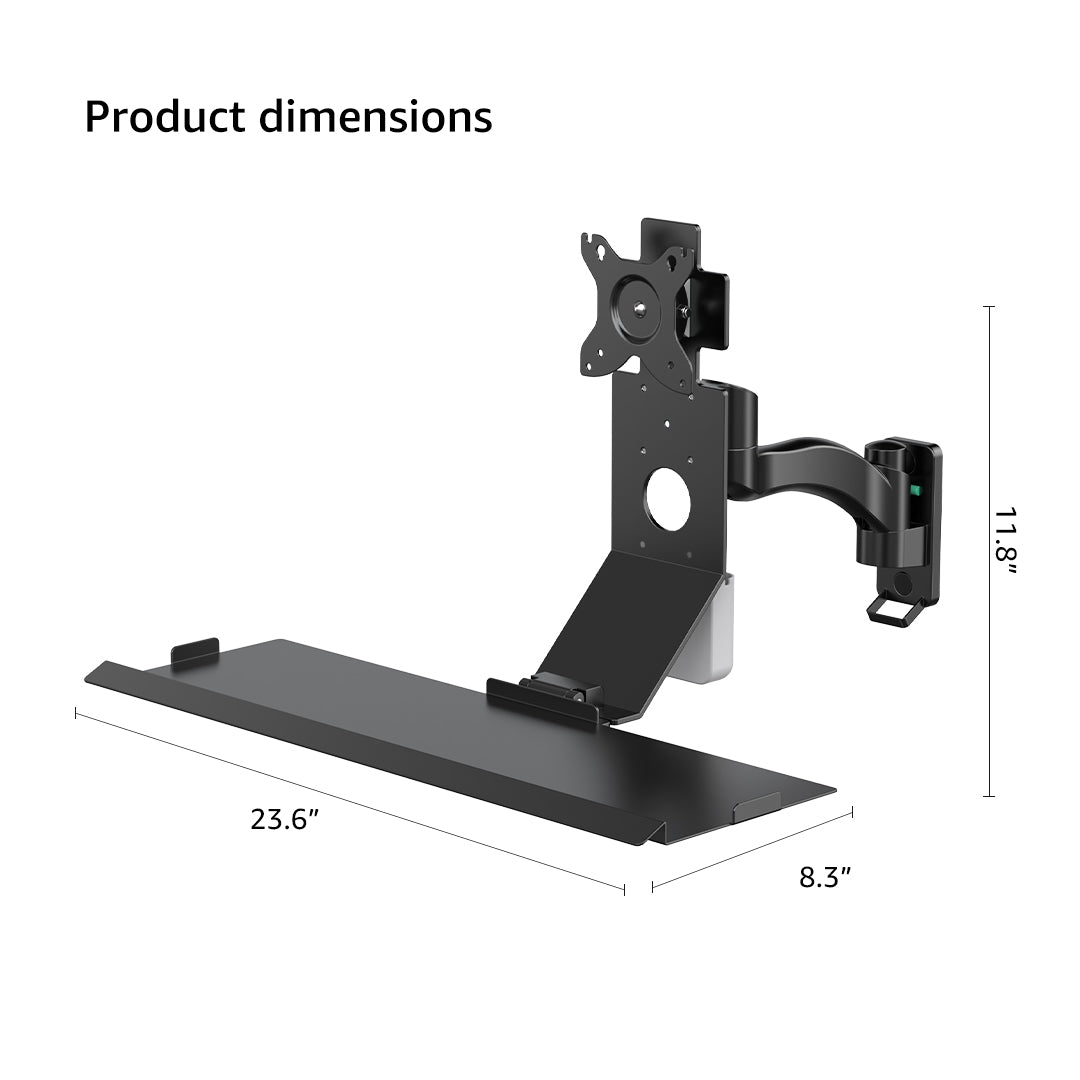 WKS-2 Bewiser Universal Wall-Mounted Adjustable Monitor Stand with Folding Keyboard Holder for Industrial Equipment and Machine Tools