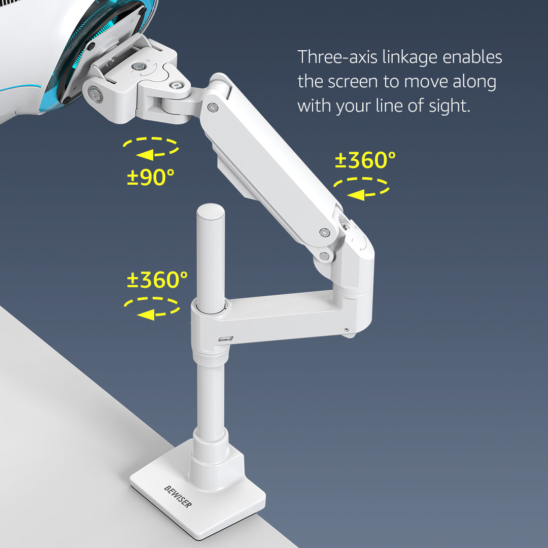 BEWISER Heavy Duty Monitor Arm Ultrawide Monitor Mount for 34-57 inches Screens,Weight Capacity Up to 44 lbs,Full Motion Height Swivel Adjustable Monitor Arm (S1020-PS)