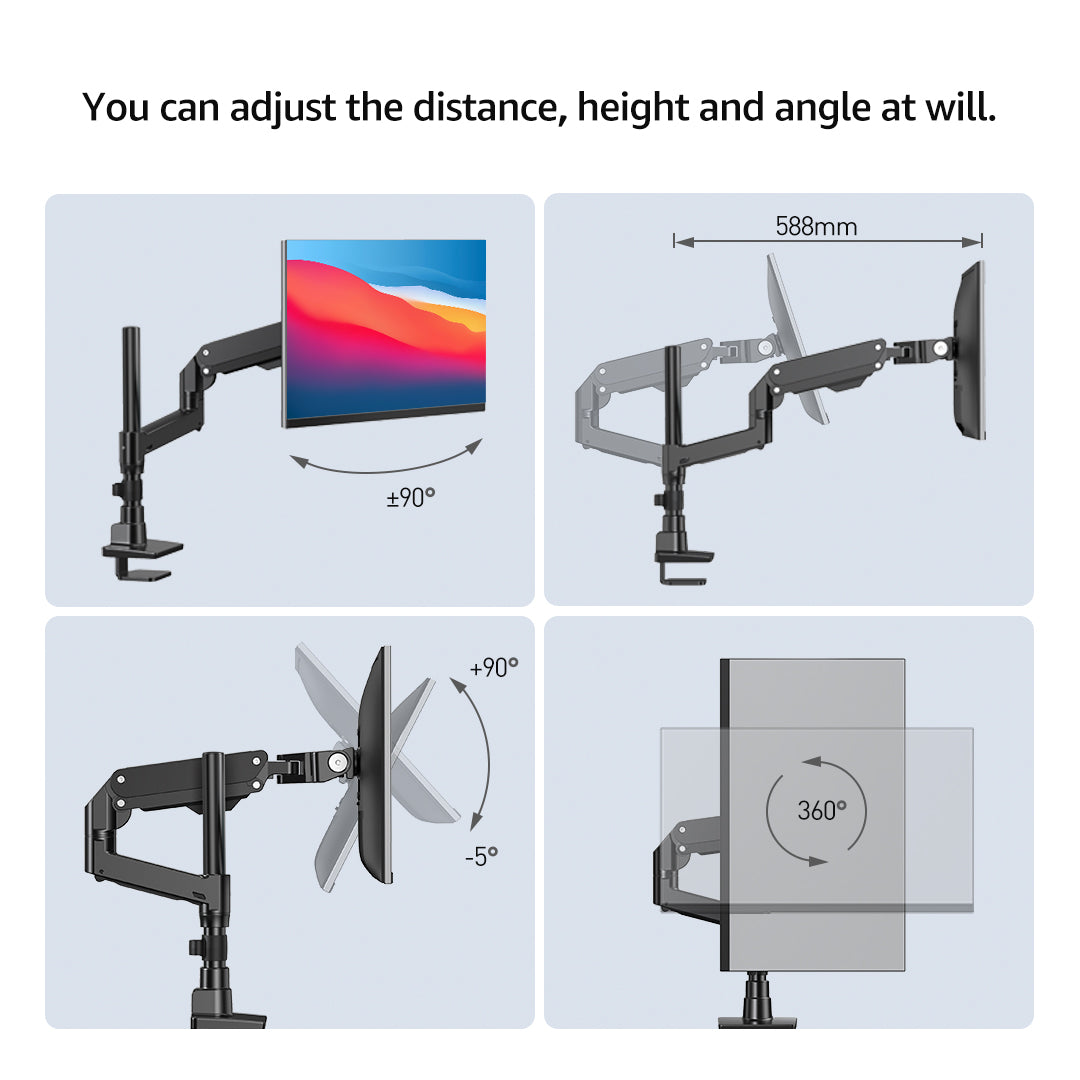 BEWISER Heavy Duty Monitor Arm Ultrawide Monitor Mount for 34-57 inches Screens,Weight Capacity Up to 44 lbs,Full Motion Height Swivel Adjustable Monitor Arm (S1020-PS)