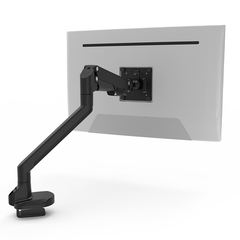 D5 Single Monitor Arm Mount Stand Fully Adjustable Gas Spring Desk Mount Swivel Bracket with C Clamp，Grommet  For 32 Inch