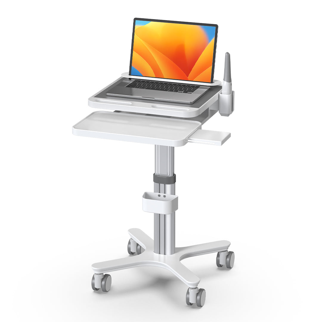 BEWISER Medical Cart Mobile Trolley Cart Height Adjustable Easy Installation Pallet Cart with Oral Scanner Holder Laptop Workstation（MTO-3）