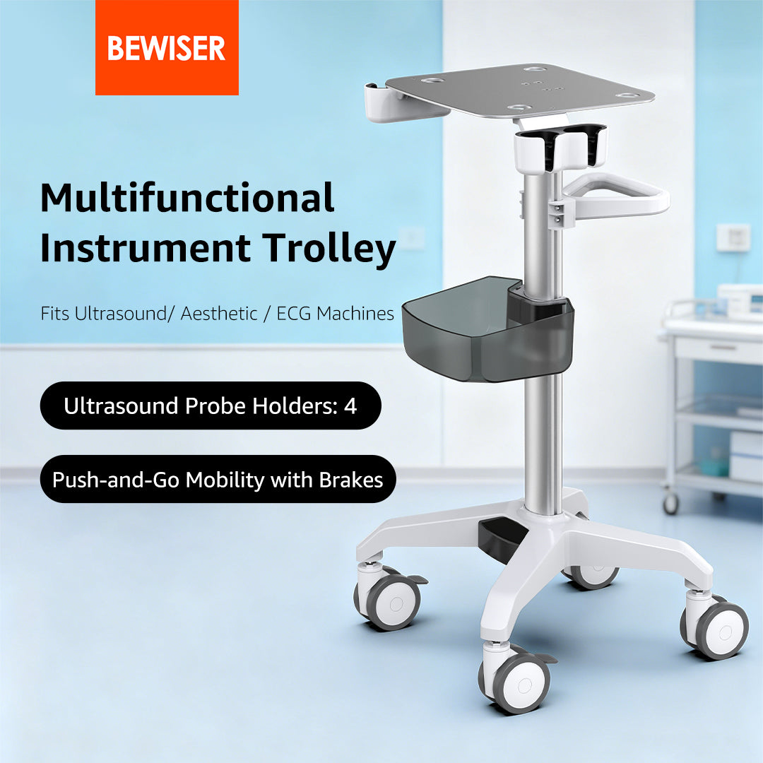 DMB-102 Bewiser Ultrasound Medical Cart Trolley Multifunctional Instrument Trolley Fits Ultrasound Aesthetic ECG Machines