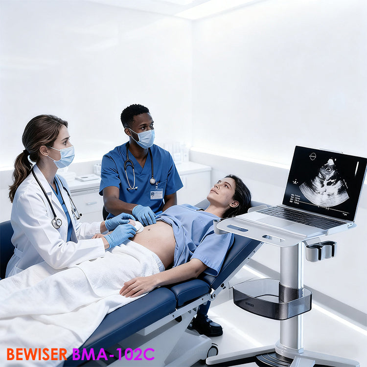 BMA-102C Bewiser Ultrasound Medical Cart Trolley Mobile Laptop Cart for Medical Use, Ideal for Ultrasound and B-Scan Equipment
