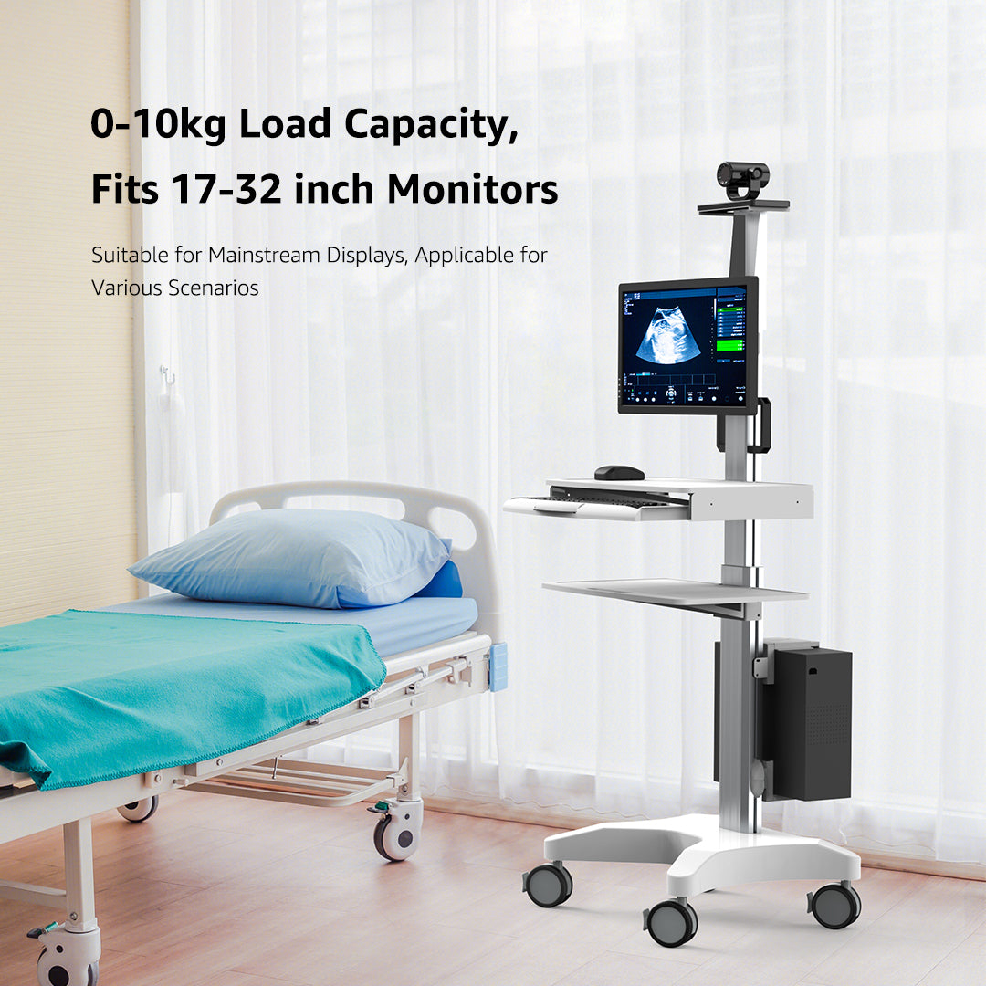 (H1)Laboratory Equipment-Silent Wheel, Dental Scanning, Medical Moving Host/Monitor Equipment-Removable Display Case, Bracket