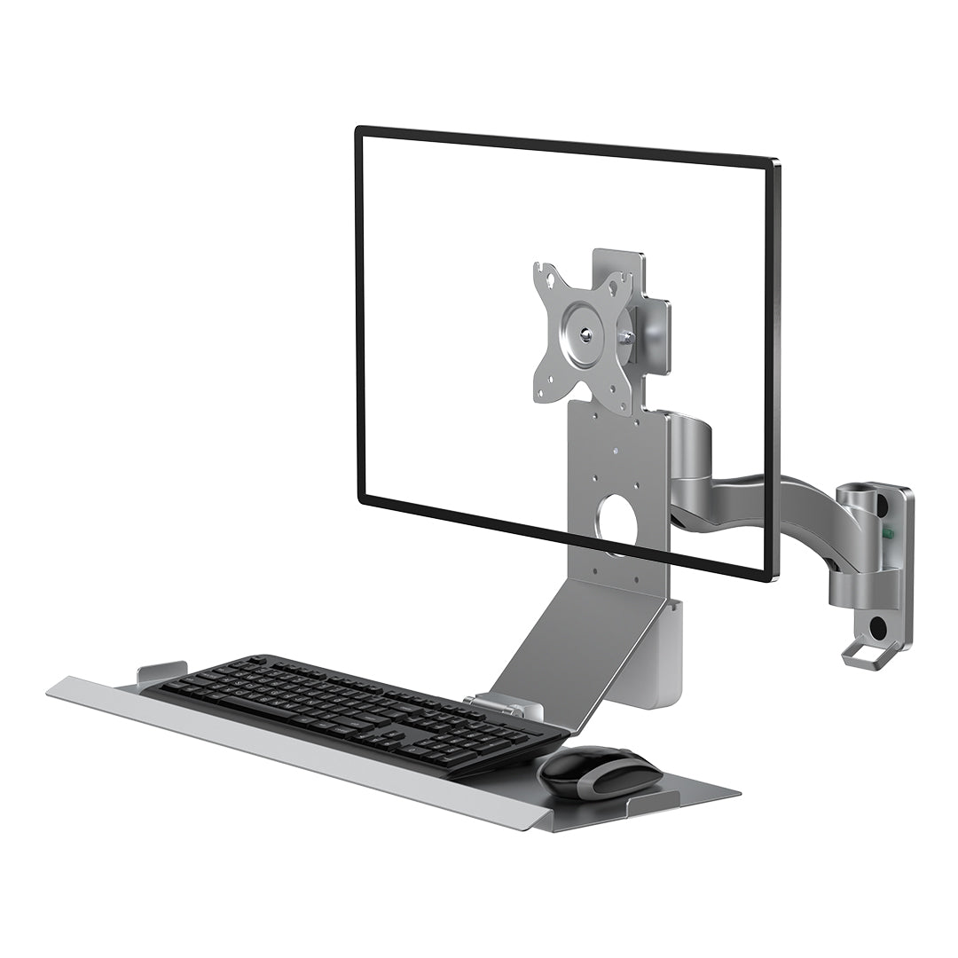 WKS-2 Bewiser Universal Wall-Mounted Adjustable Monitor Stand with Folding Keyboard Holder for Industrial Equipment and Machine Tools