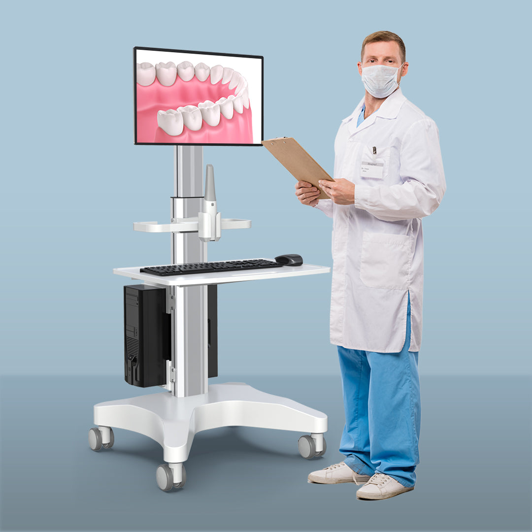 OC-1T Dental Laboratory Equipment-Silent Wheel, Dental Scanning, Medical Moving Host/Monitor Equipment-Removable Display Case, Bracket