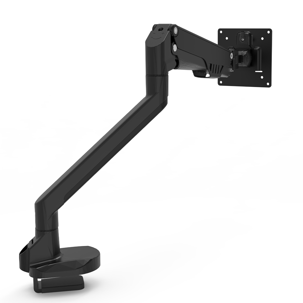D5 Single Monitor Arm Mount Stand Fully Adjustable Gas Spring Desk Mount Swivel Bracket with C Clamp，Grommet  For 32 Inch