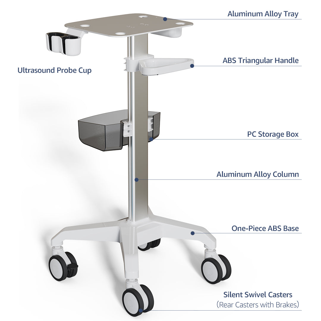 DMB-102 Bewiser Ultrasound Medical Cart Trolley Multifunctional Instrument Trolley Fits Ultrasound Aesthetic ECG Machines