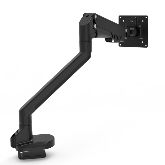 D5 Single Monitor Arm Mount Stand Fully Adjustable Gas Spring Desk Mount Swivel Bracket with C Clamp,Grommet For 32 Inch