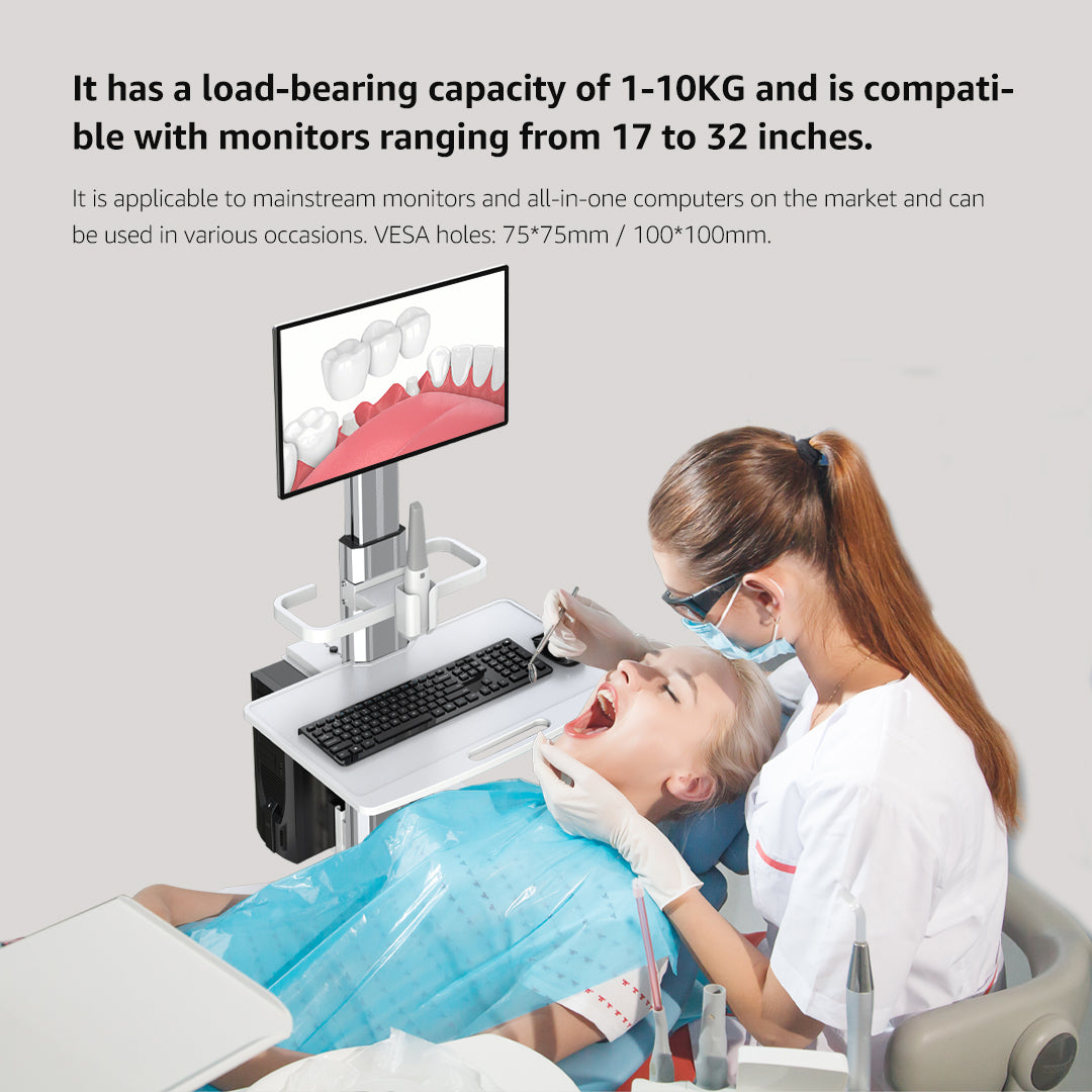 OC-1T Dental Laboratory Equipment-Silent Wheel, Dental Scanning, Medical Moving Host/Monitor Equipment-Removable Display Case, Bracket