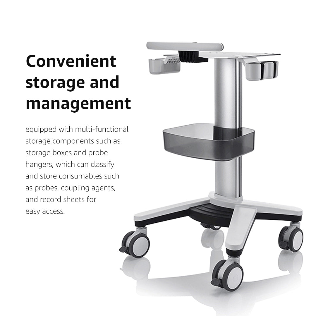 MT-1 Bewiser Ultrasound Medical Cart with Monitor Stand - Mobile Laptop Cart for Medical Use, Ideal for Ultrasound and B-Scan Equipment