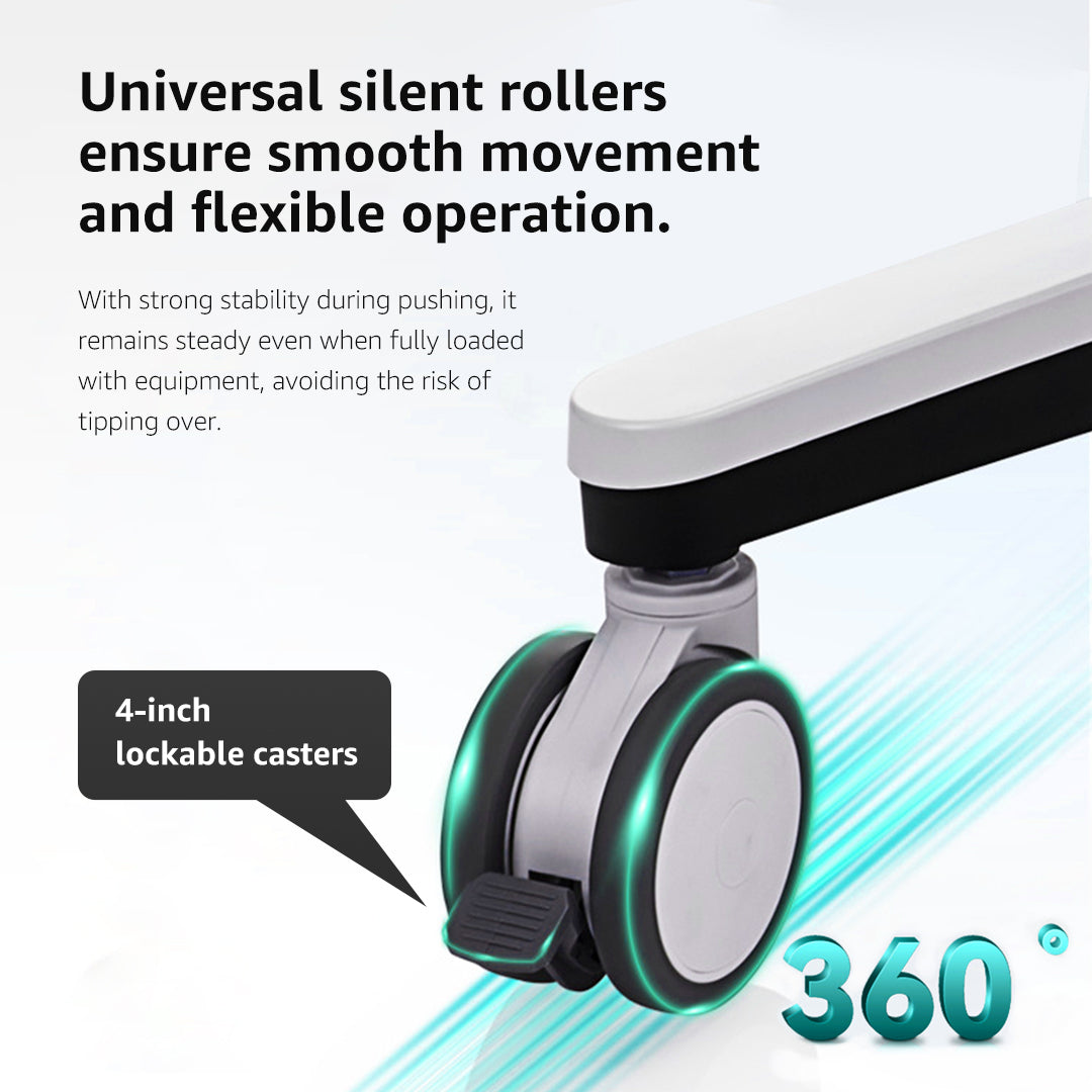 MT-1 Bewiser Ultrasound Medical Cart with Monitor Stand - Mobile Laptop Cart for Medical Use, Ideal for Ultrasound and B-Scan Equipment