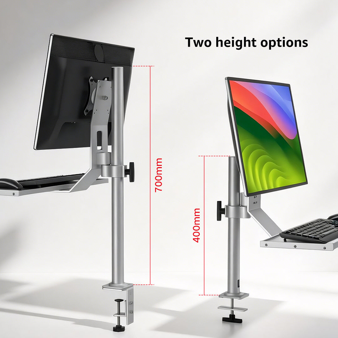 DL700-600 Industrial Monitor Stand Vertical Adjustable Height Monitor Riser Fits 17 to 32 Inch Screen with Swivel, Tilt, Height Adjustable