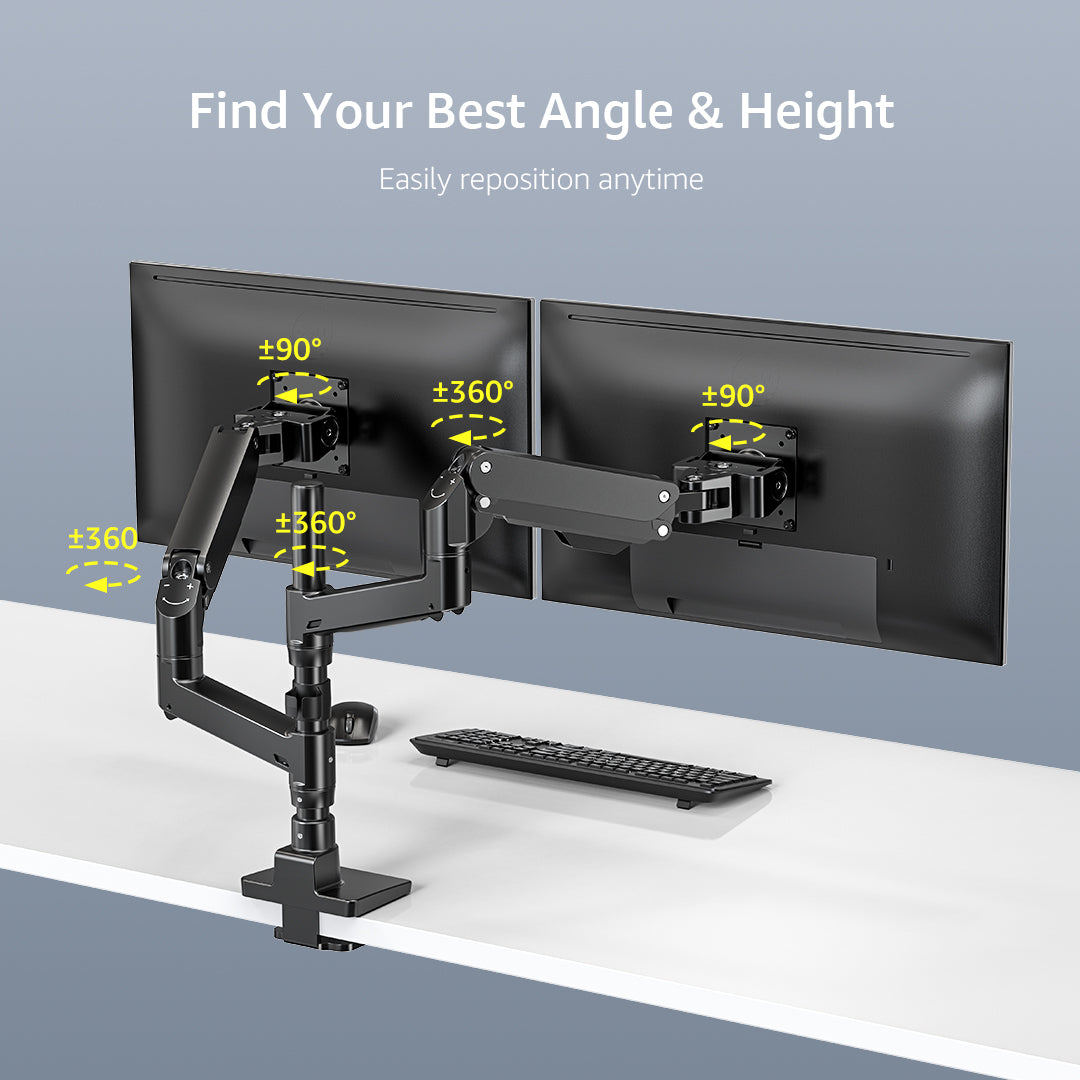 BEWISER Dual-Arm Heavy Duty Monitor Stand  for 34-49 inches Screens,Weight Capacity Up to 44 lbs,Full Motion Height Swivel Adjustable Monitor Arm(S1020-PD)