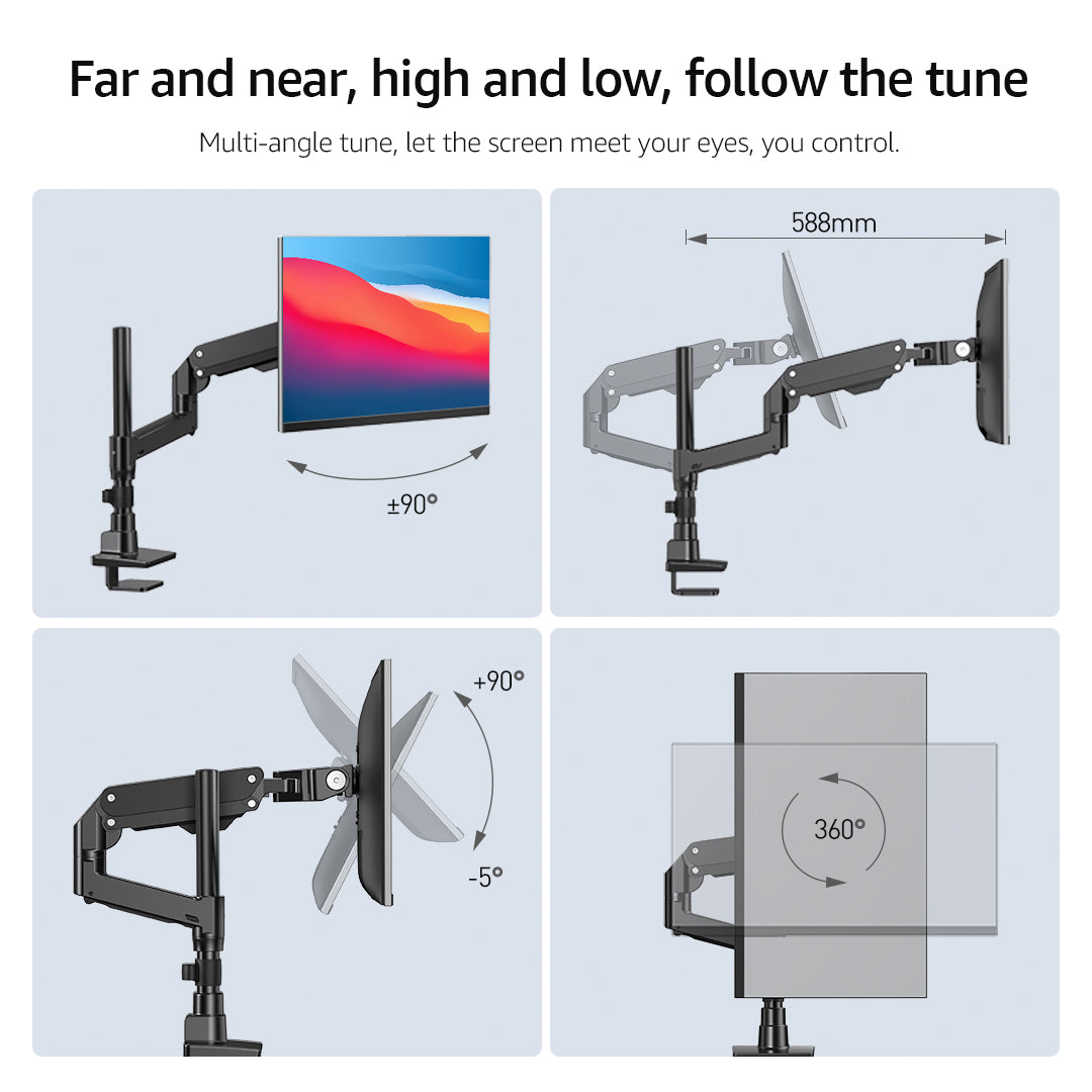 BEWISER Dual-Arm Heavy Duty Monitor Stand  for 34-49 inches Screens,Weight Capacity Up to 44 lbs,Full Motion Height Swivel Adjustable Monitor Arm(S1020-PD)