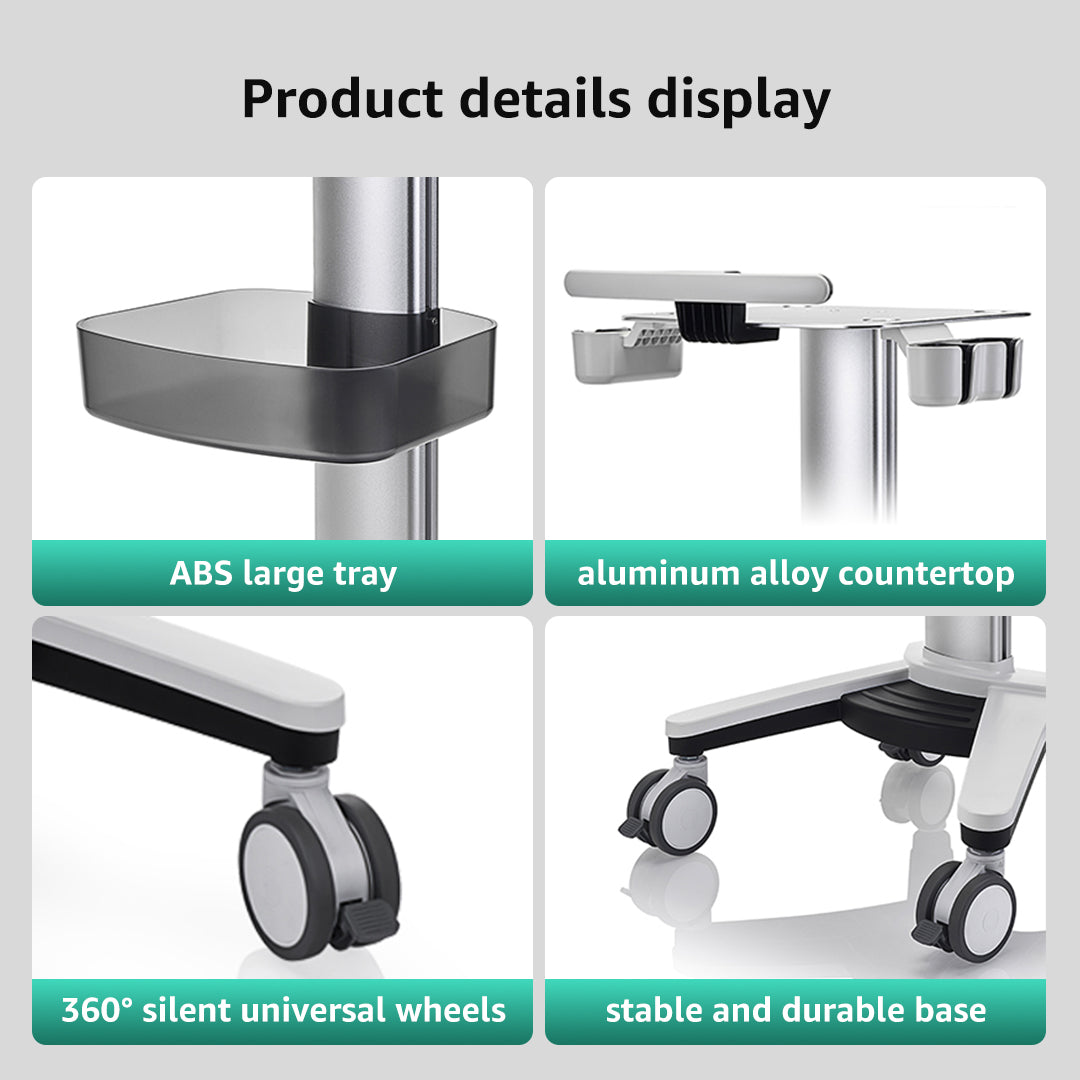 MT-1 Bewiser Ultrasound Medical Cart with Monitor Stand - Mobile Laptop Cart for Medical Use, Ideal for Ultrasound and B-Scan Equipment