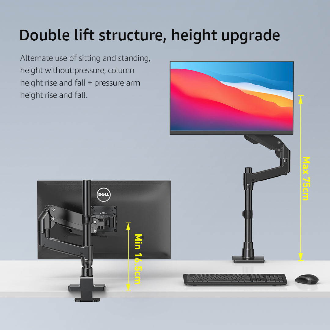 BEWISER Dual-Arm Heavy Duty Monitor Stand  for 34-49 inches Screens,Weight Capacity Up to 44 lbs,Full Motion Height Swivel Adjustable Monitor Arm(S1020-PD)