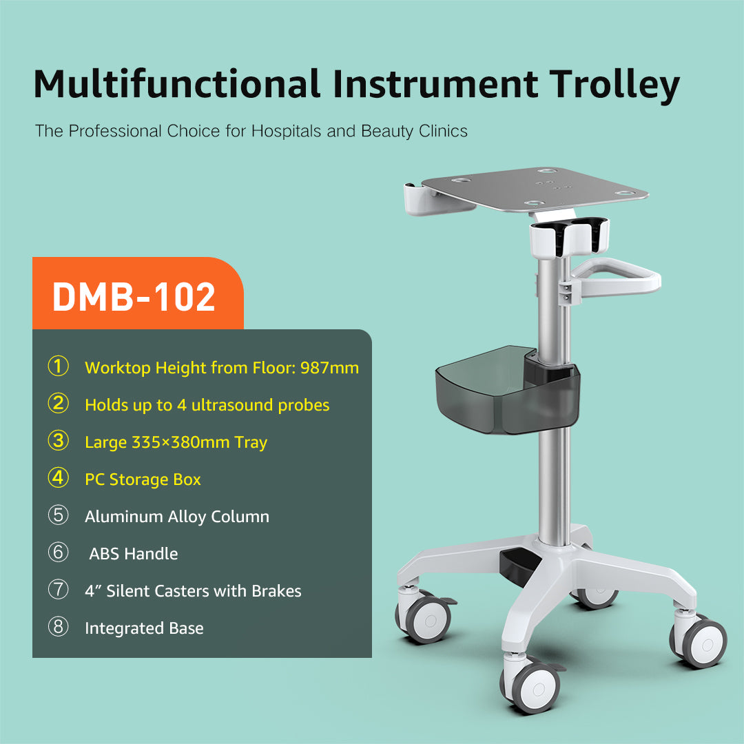 DMB-102 Bewiser Ultrasound Medical Cart Trolley Multifunctional Instrument Trolley Fits Ultrasound Aesthetic ECG Machines