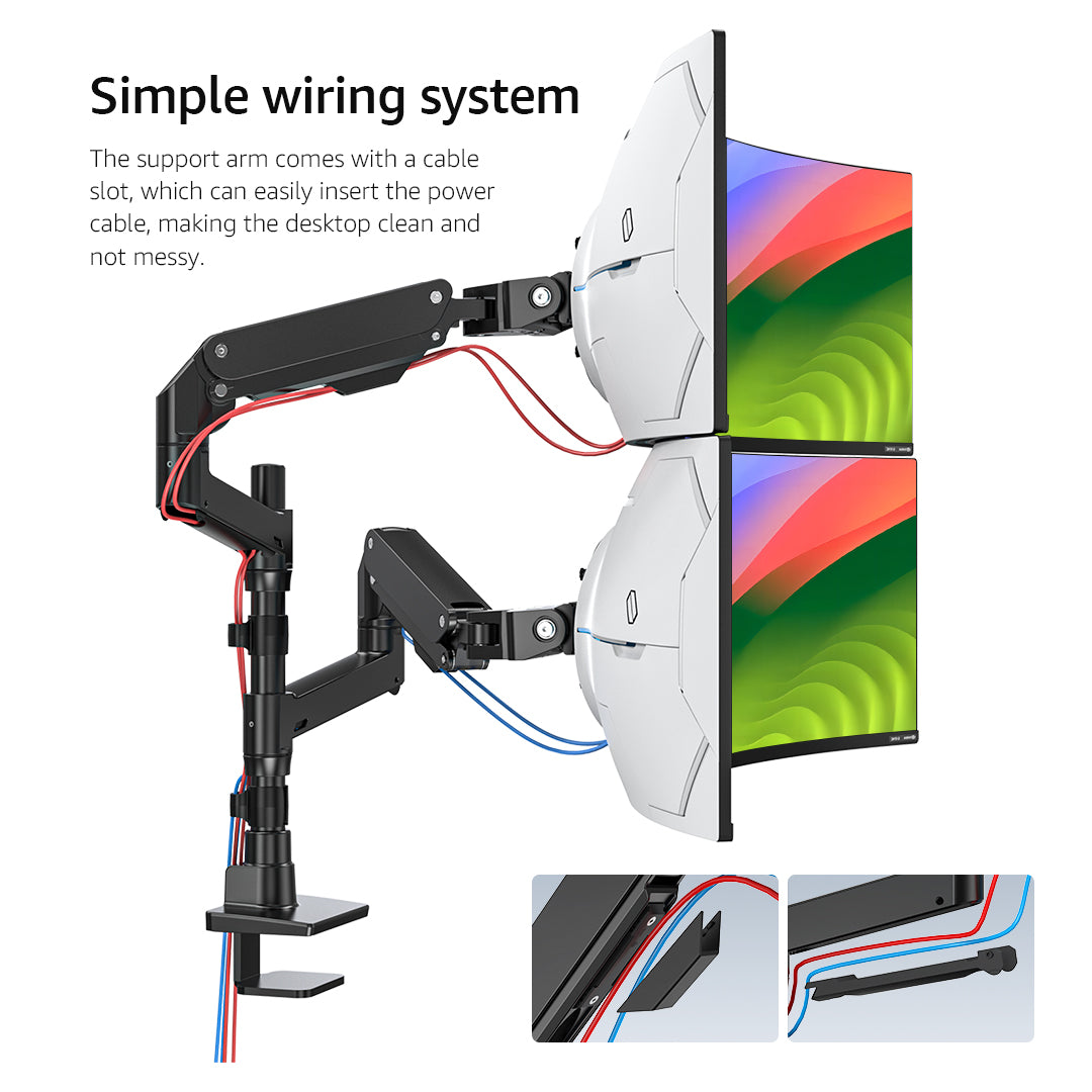 BEWISER Dual-Arm Heavy Duty Monitor Stand  for 34-49 inches Screens,Weight Capacity Up to 44 lbs,Full Motion Height Swivel Adjustable Monitor Arm(S1020-PD)