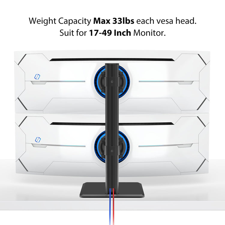 BEWISER Dual Monitor Stand - Vertical Heavy Duty Monitor Riser Fits Tw