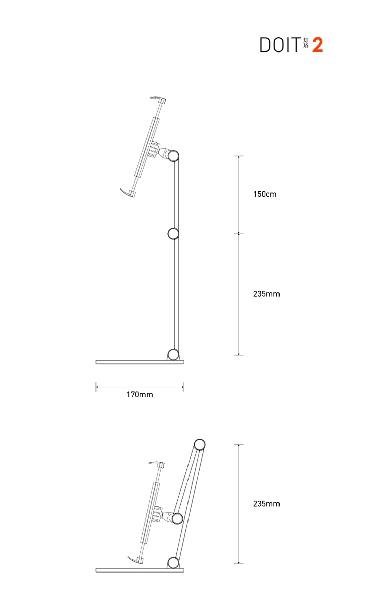 Doit2 Tablet Holder, Cellphone Holder IPad Holder Free Standing Angle Adjustable Compatible with 4.7"- 12.9" Screen