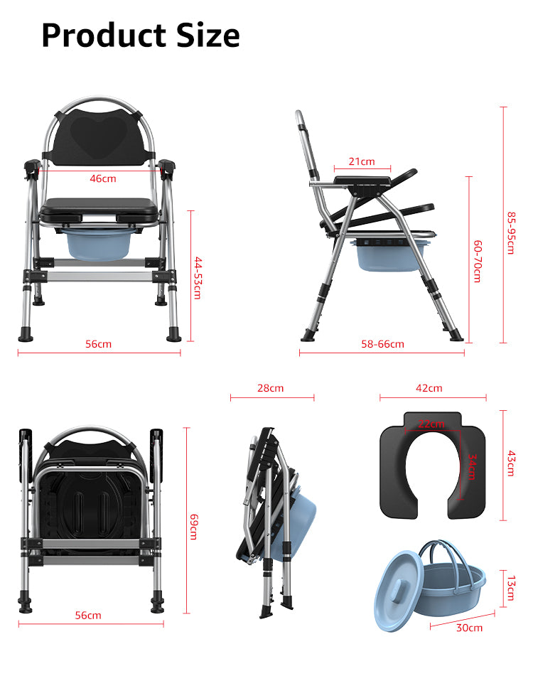 Foldable Commode Chair Bathroom Safety Equipment Direct Factory Sales for Elderly Care Products (BEWISER TC-1)