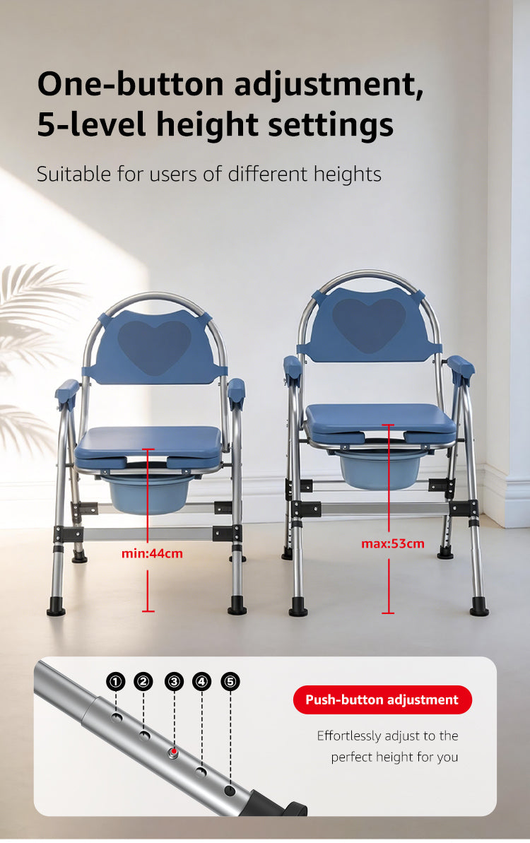 Foldable Commode Chair Bathroom Safety Equipment Direct Factory Sales for Elderly Care Products (BEWISER TC-1)