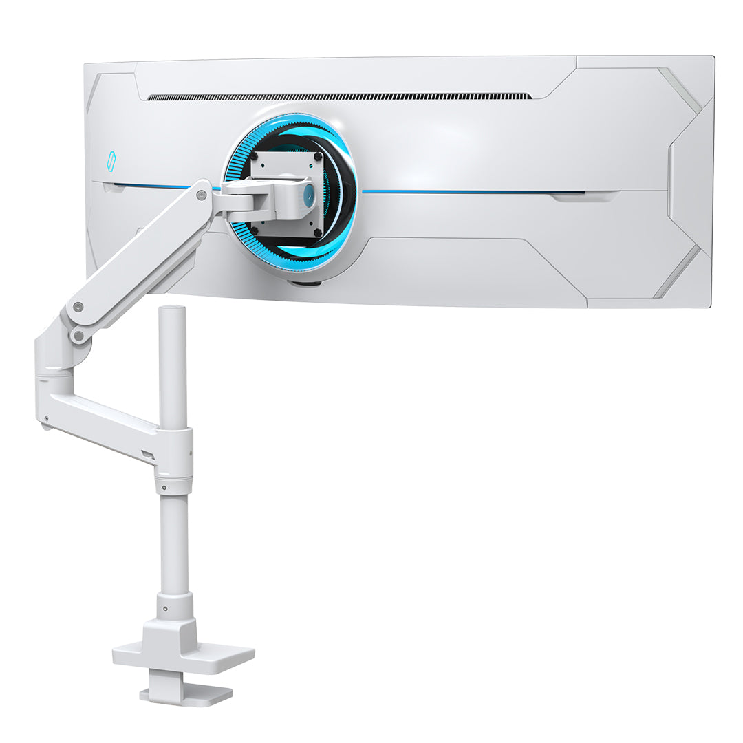 BEWISER Supporto Da Parete Per Monitor Ultrawide, Da 34 A 57 Pollici, Capacità 20 Kg, Braccio Ergonomico Con Molla Meccanica, VESA, Colore Bianco - 2