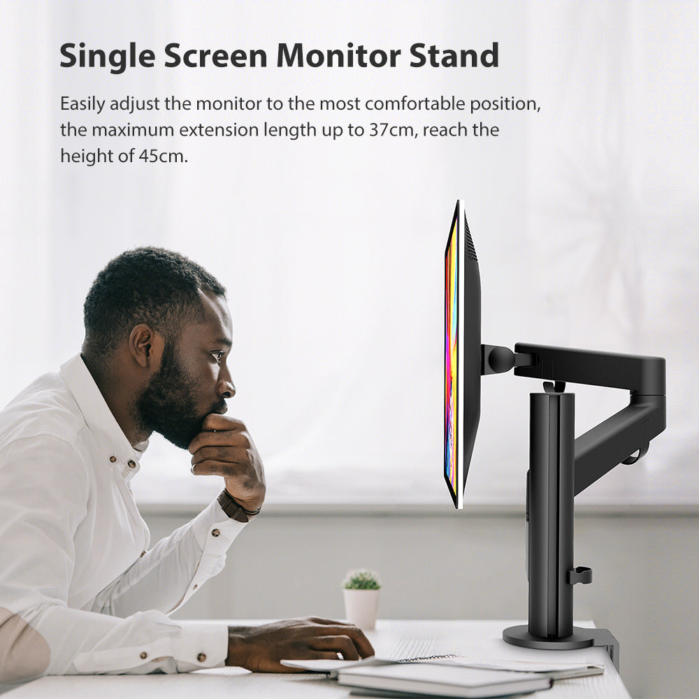 Single Monitor Mount For 1 Computer Screen up to 32 inch，Fully Adjustable Monitor Arm Holds up to 22 lbs，Black (BP100)