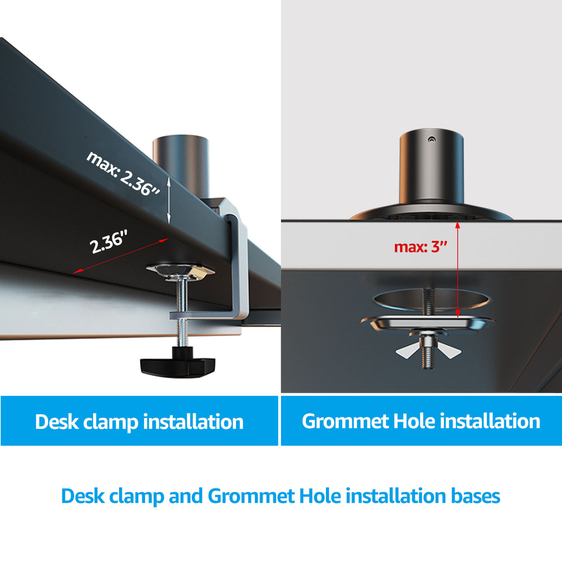 Monitor Arm Gas Spring Desk Mount，Heavy Duty Monitor Arm for