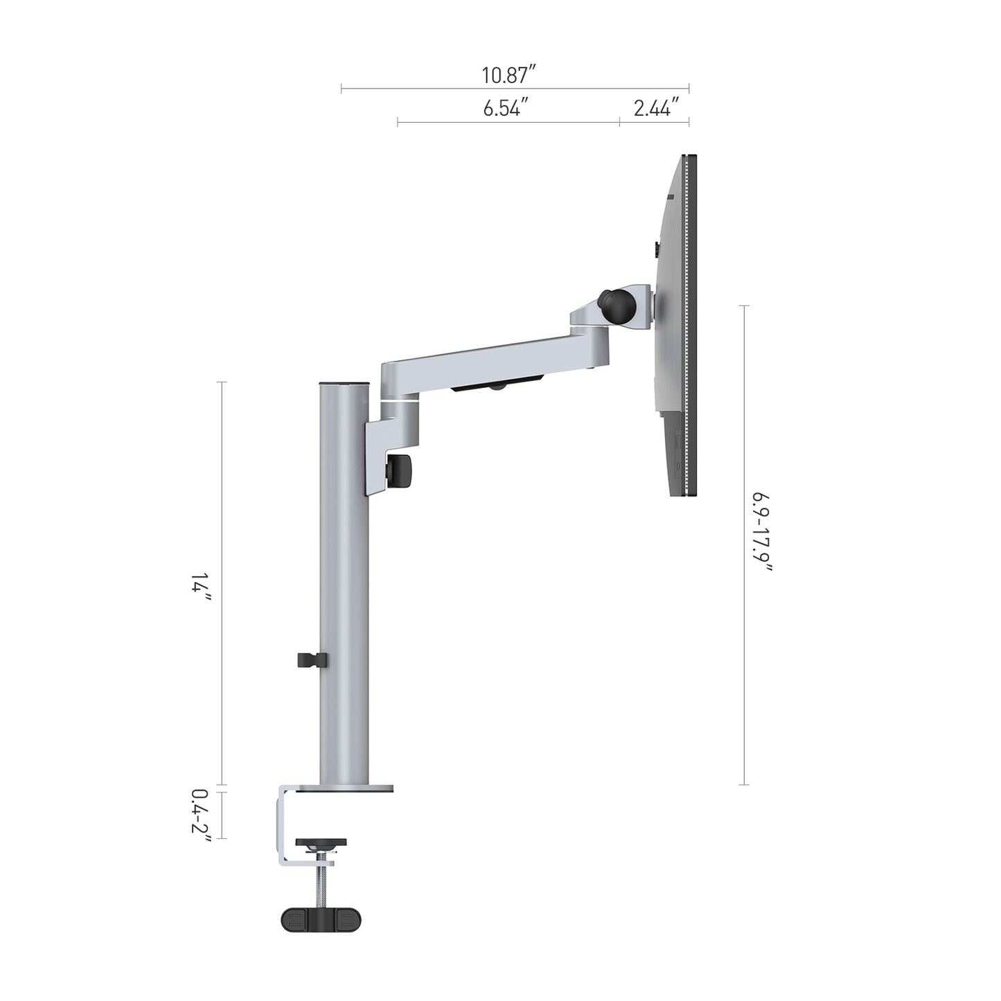 Single Monitor Arm Desk Mount for 32 Inch Display，Fully Adjustable Monitor Stand Mount with Height/Angle Adjustable，Tilt/Swivel/Rotation（L-One）