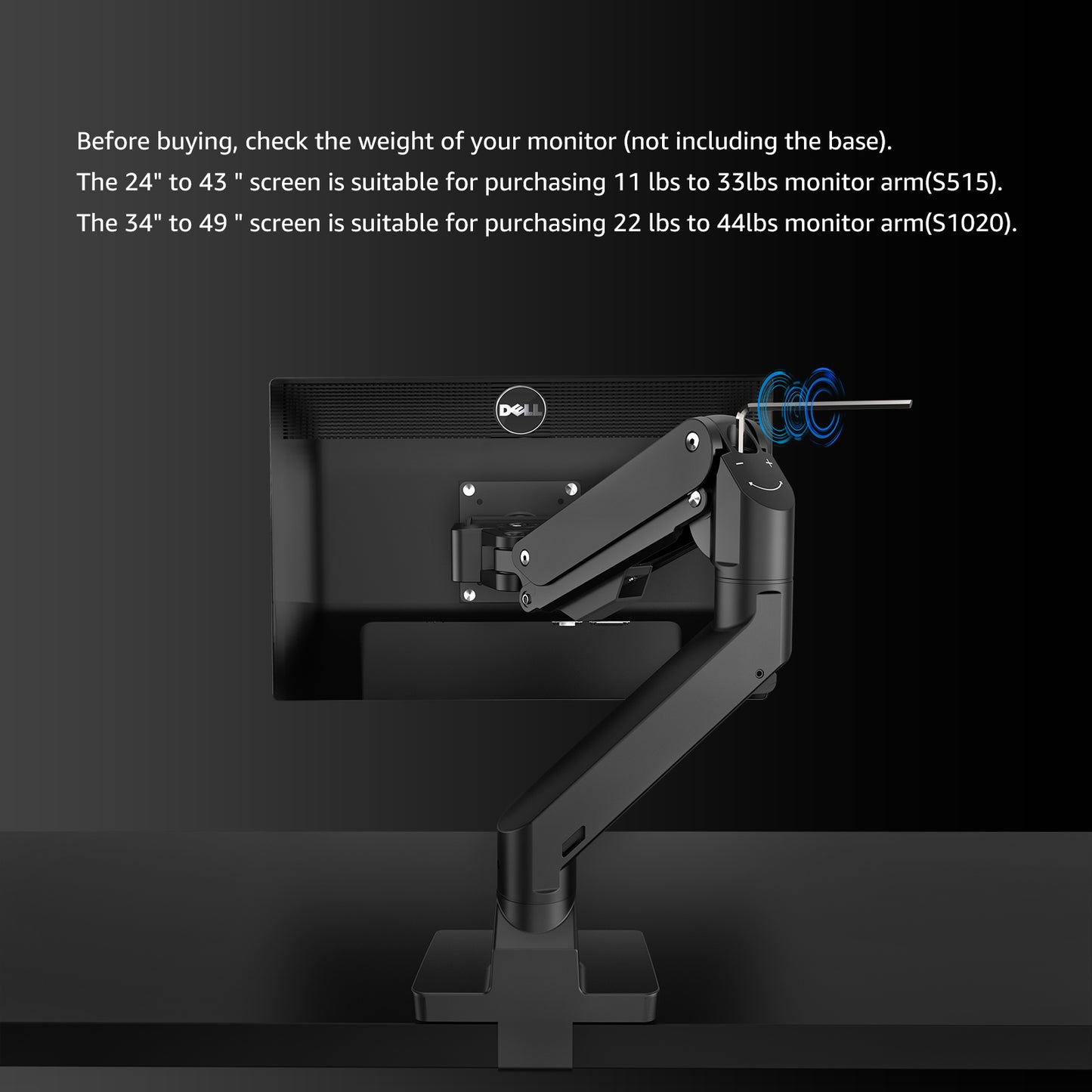 Single Ultrawide Monitor Arm , VESA Desk Mount – For 1000R Curved Monitors Up to 49 Inches, up to 44 lbs