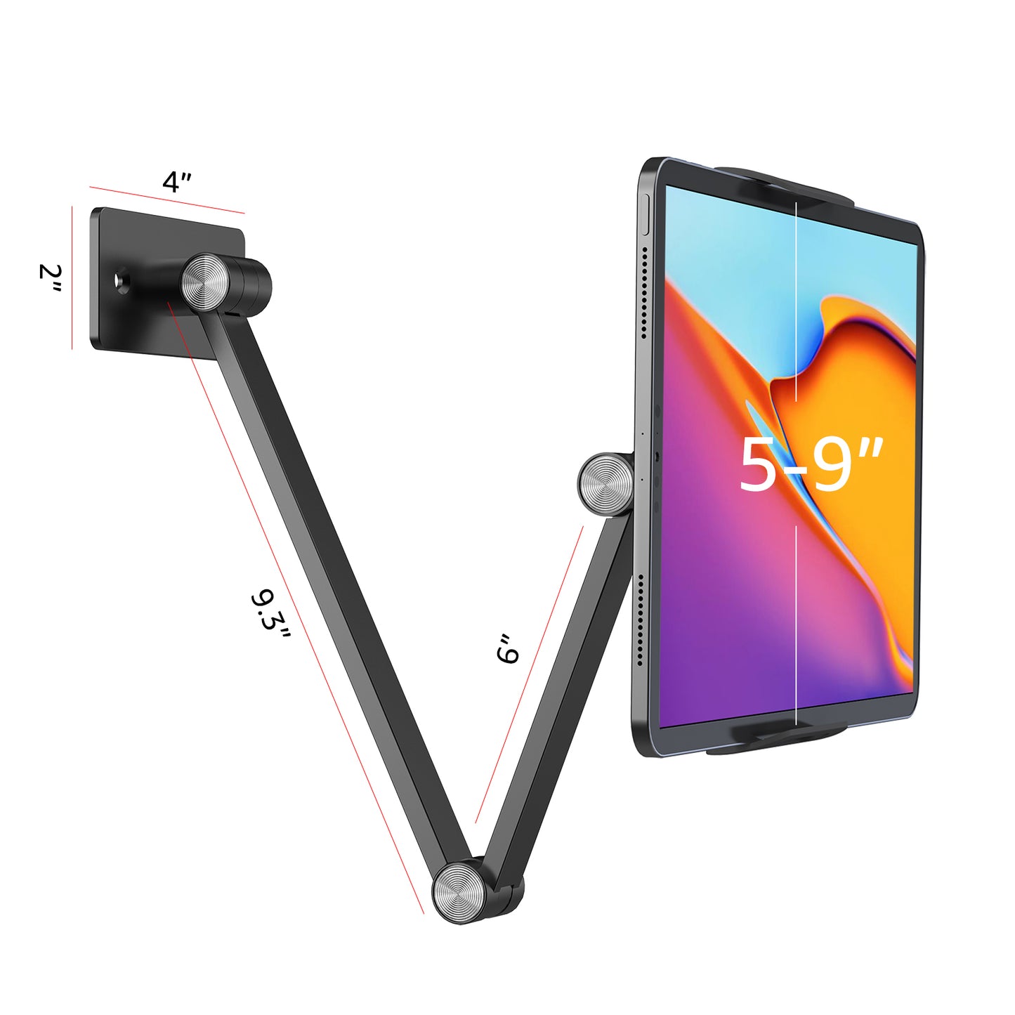 Tablet Wall Mount Holder，Extendable Flexible Arm For Office，Kitchen Easy To Install Compatible with 4.7-15.6" Screen iPhone，iPad，Switch(WS-2)